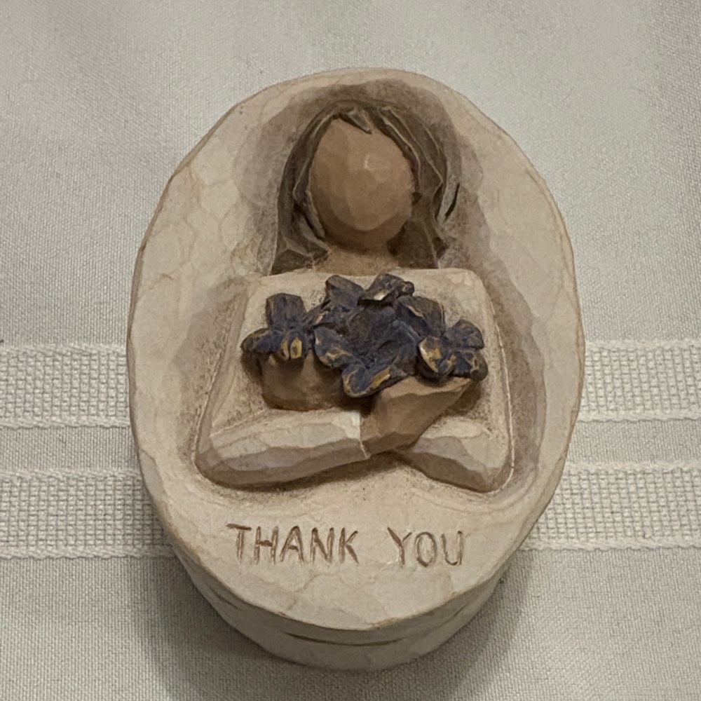 Thank You Figurine with Blue Accents